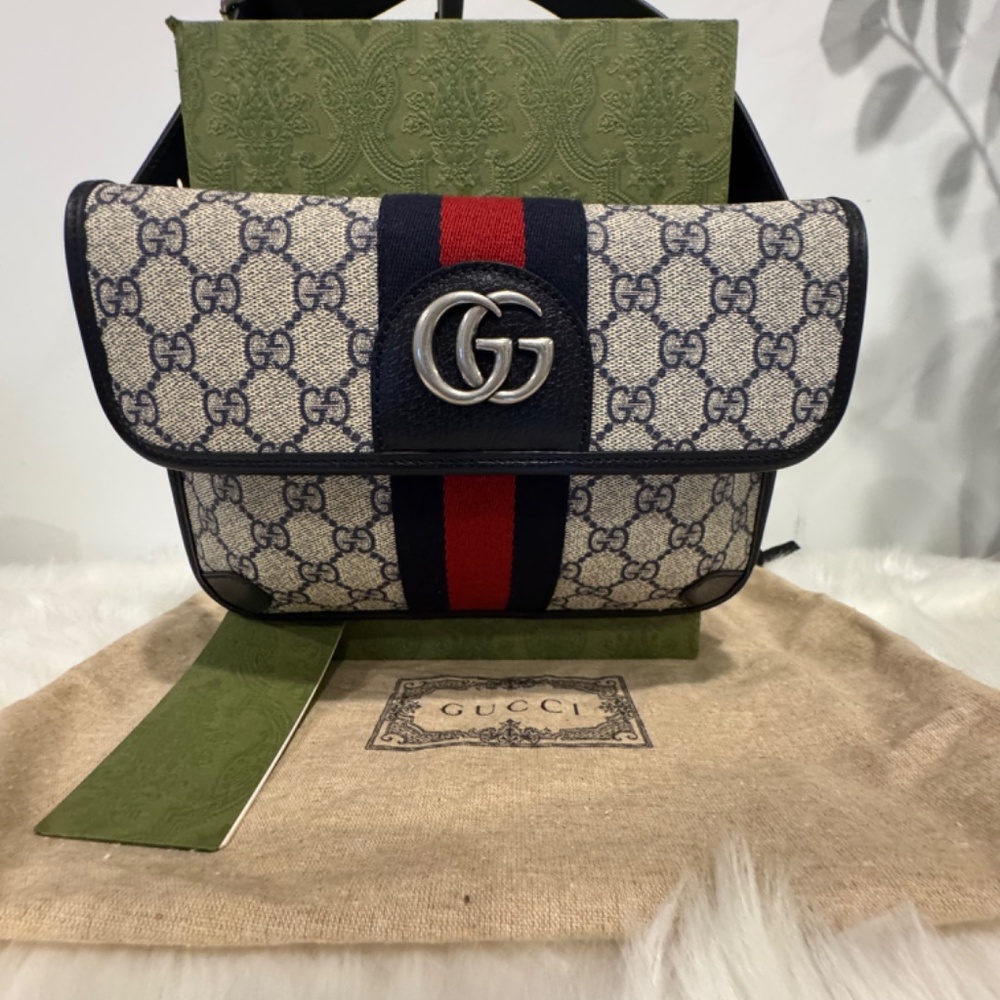 GG Supreme Monogram Web Small Ophidia Belt Bag